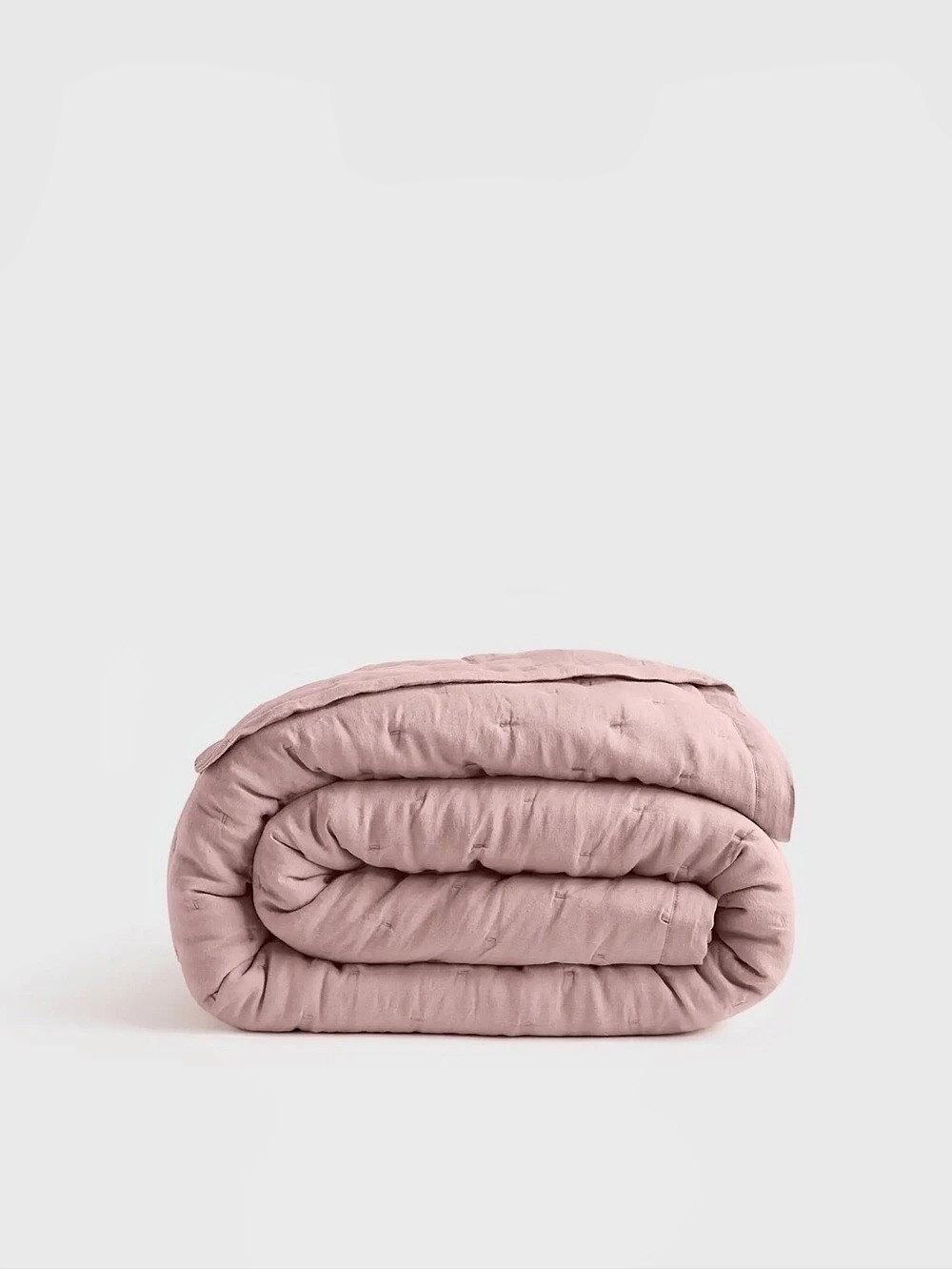New Quince European Linen Dream Quilt King/CalKing Dusty Mauve MSRP $184